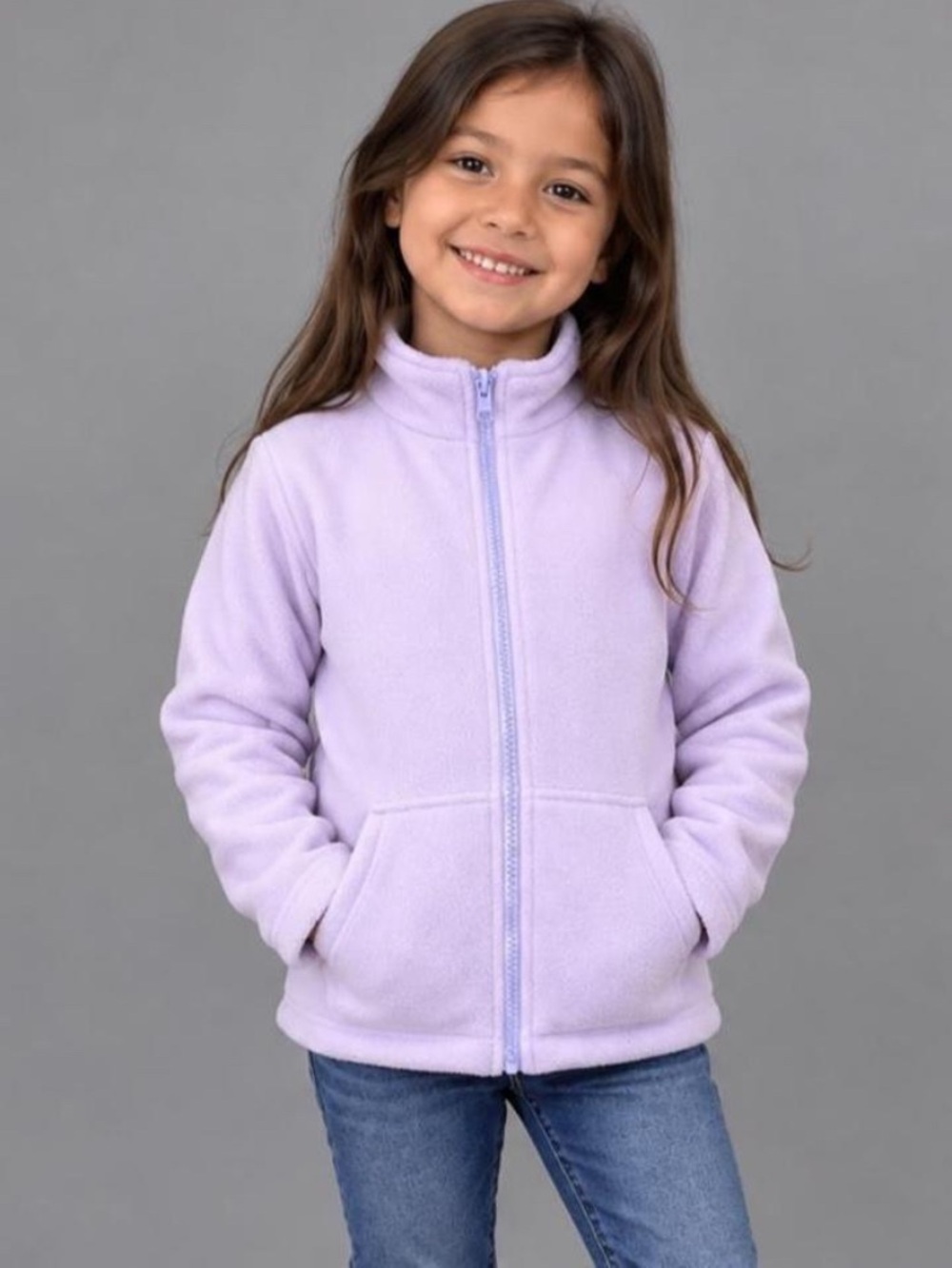 Eddie Bauer Girls Light Lavender Fleece Zip Jacket